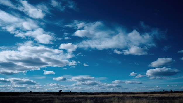 A blue sky with clouds and a tree in the foreground