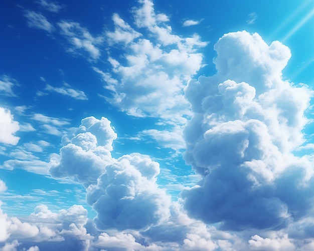 Blue sky with clouds and a white cloud