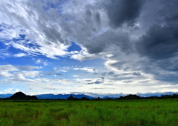 Blue sky with dark cloud