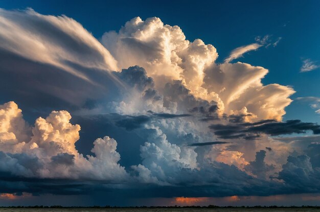 Photo blue sky with dramatic clouds in the evening