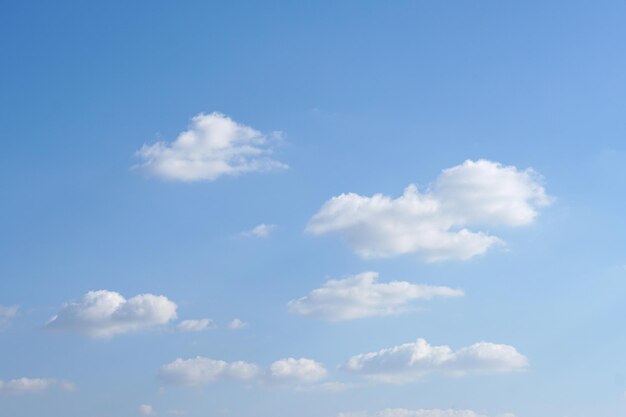 Blue sky with fluffy white clouds constantly changing shape