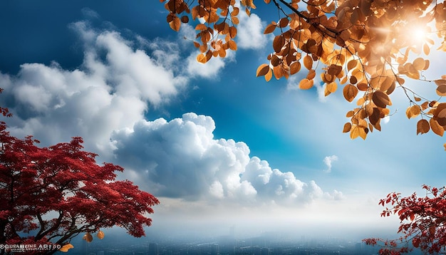 Blue sky with foggy clouds background