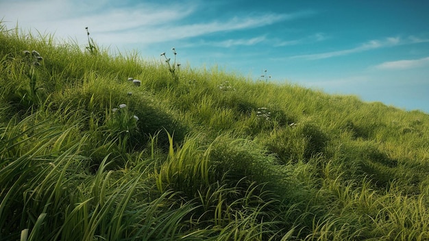 Photo blue sky with grassy earth