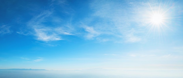 Blue sky with sun in morning