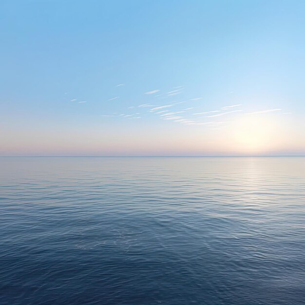 Photo a blue sky with a sun setting behind the horizon