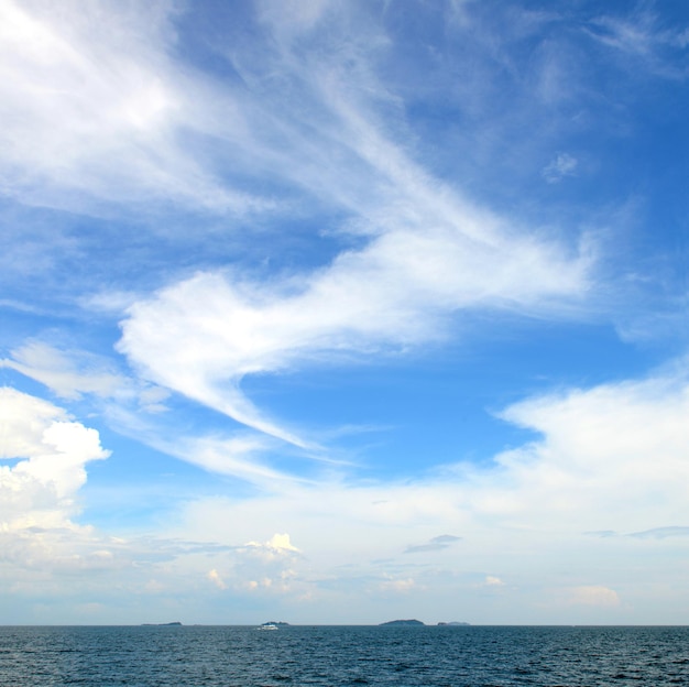 Blue sky with white clouds and sea