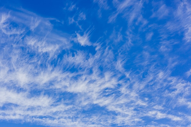 Blue sky with white feather clouds, wallpapers