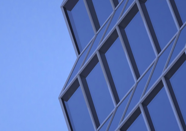 Blue skyscraper glass mirror of the facade of buildings d render of a skyscraper modern architecture