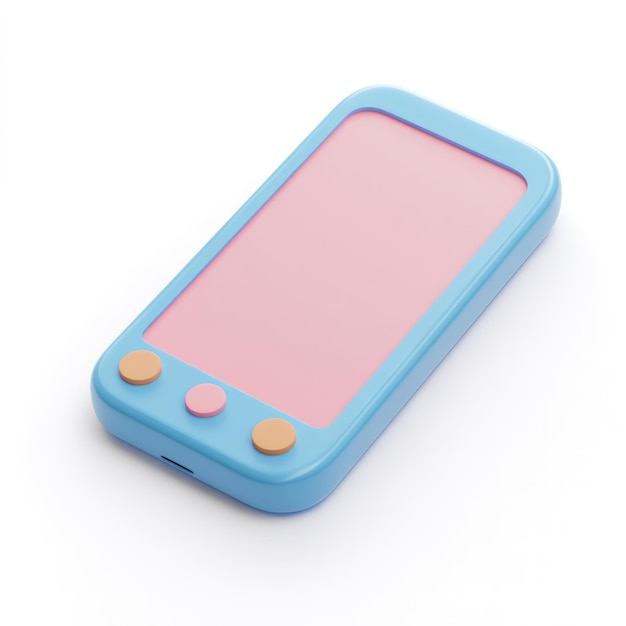 Blue Smartphone with Pink Screen Minimal Design