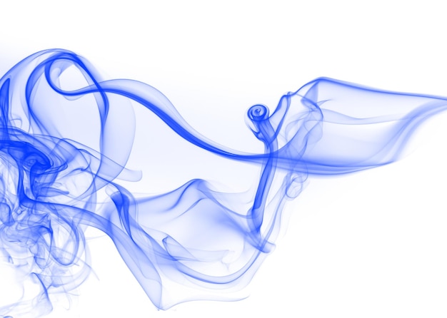 Blue smoke abstract on white background. ink water color