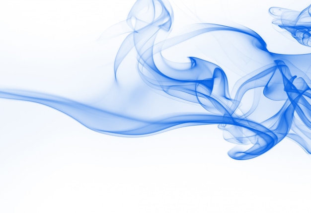 Blue smoke abstract on white background, ink water