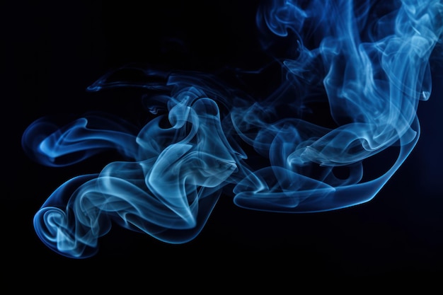 Blue smoke against a black background Generative AI