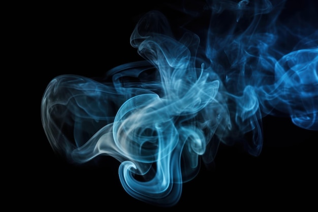 Blue smoke against a black background