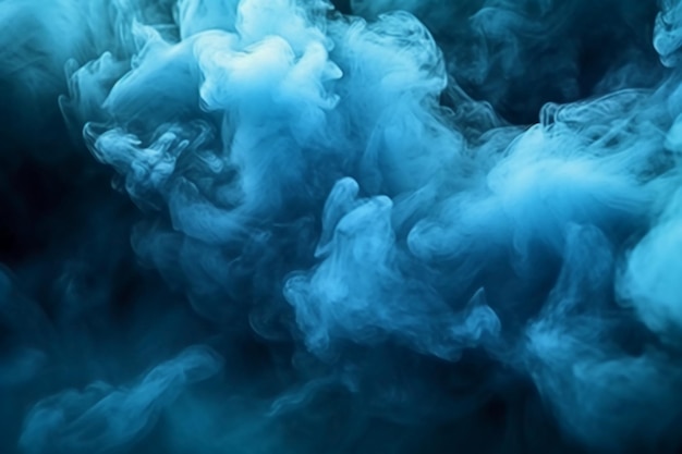 Blue smoke in a dark background