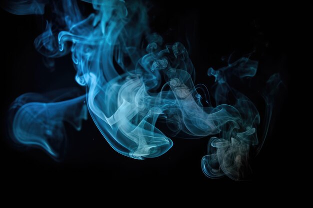 A blue smoke is shown against a black background.