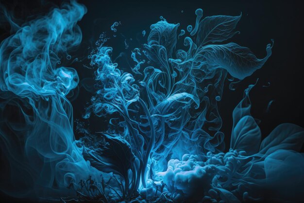 Blue smoke wallpaper background Illustration Generative AI