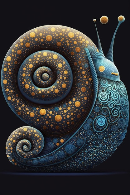 A blue snail with a snail on it