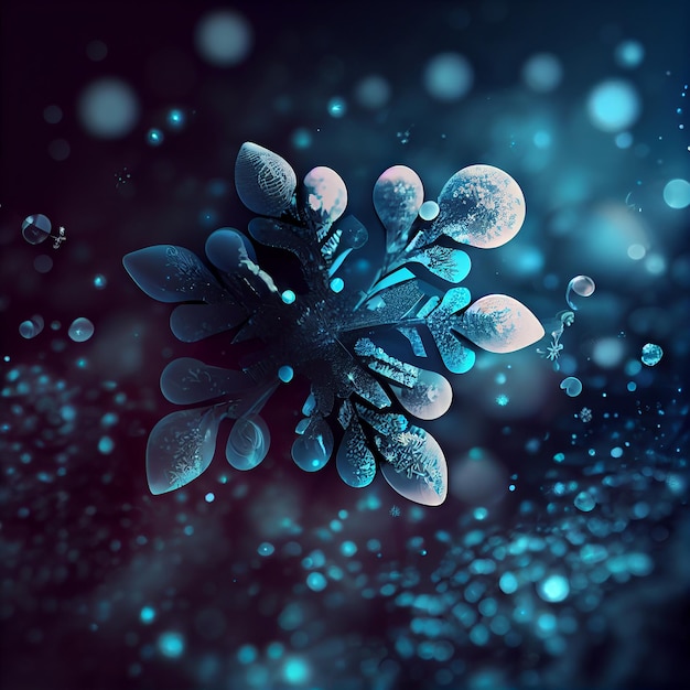 Blue Snowflake Background Generative AI