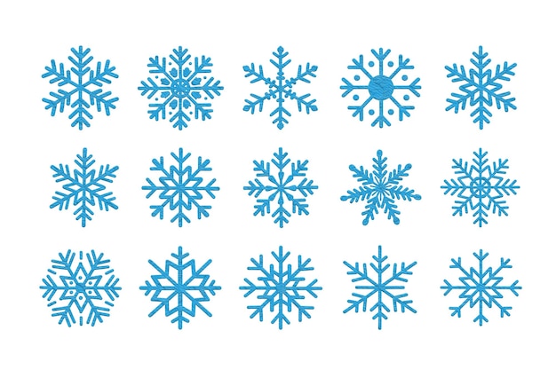 Photo blue snowflake designs on a plain white backdrop