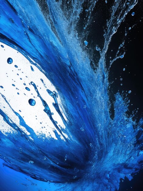 a blue splash of water with bubbles and bubbles