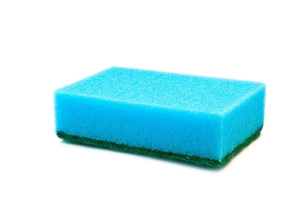 Blue sponge isolated on a white background