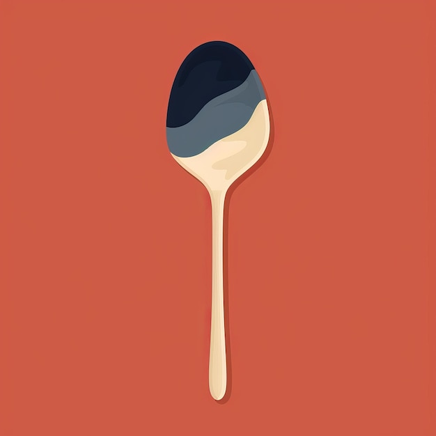 Photo blue spoon in flat style on orange background