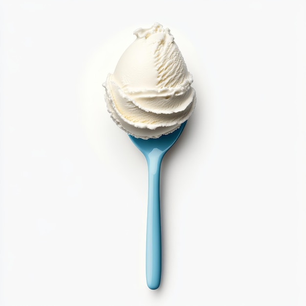 Photo a blue spoon with a white cream on it