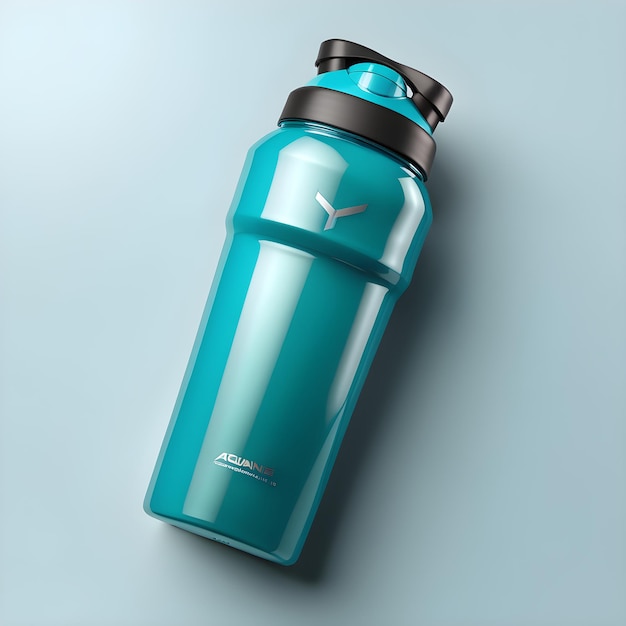 Blue Sports Water Bottle On A Blue Background 3D Rendering