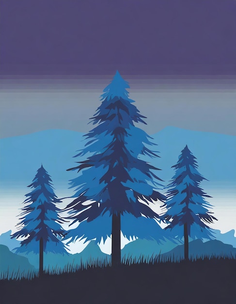 Blue spruce tree illustration