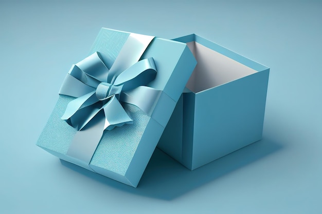 Blue square gift box Generative Ai