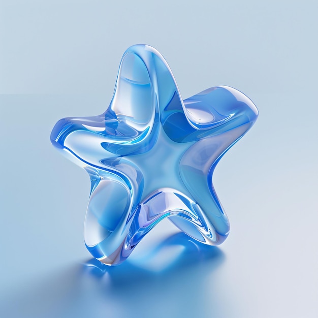 Photo a blue star shaped object that is made by a starblue stars isolated on solid color background 3d r