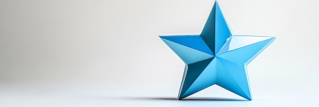 Photo a blue star with geometric folds stands out against a white backdrop symbolizing achievement