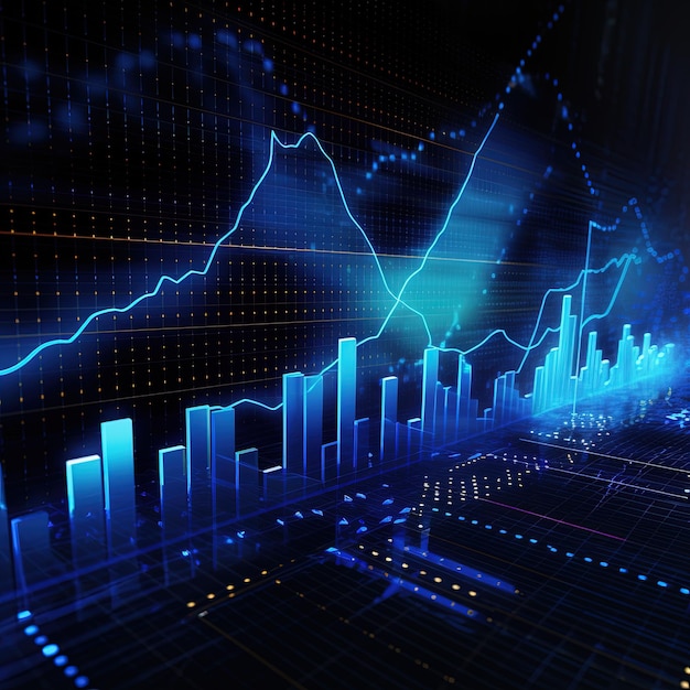 blue stock market analytics graphs Financial and banking products chart Investment