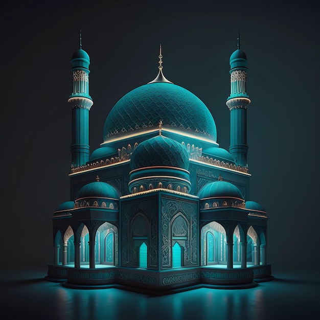 A Blue Stunning Mosque at Night