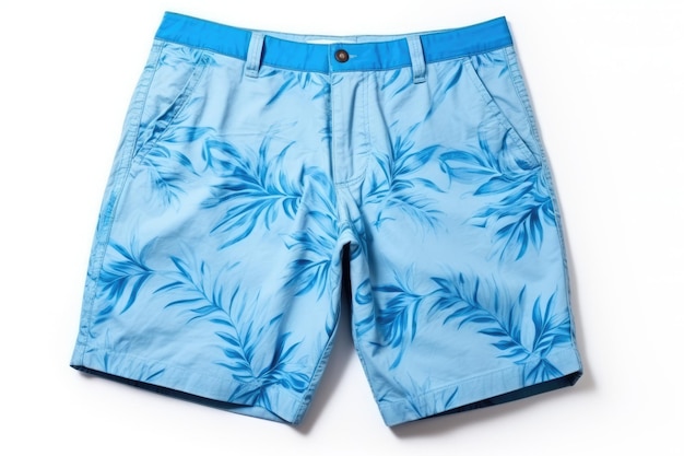 Blue summer shorts isolated on white background Generative AI