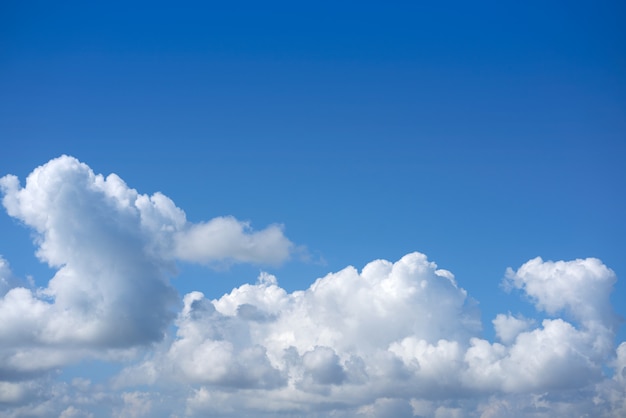 Blue summer sky white cumulus clouds