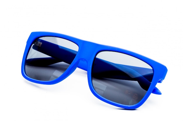 Blue sunglasses isolated on white background