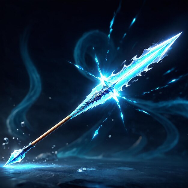 Photo a blue sword with a blue light on it