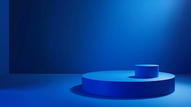 a blue table with two circles on it and one with a blue background