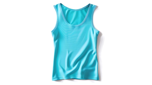 a blue tank top with a white logo on the front