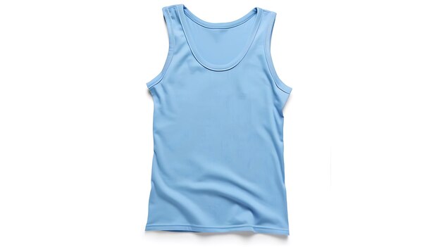 a blue tank top with a white logo on it