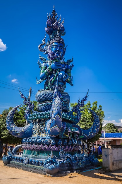 Blue temple Wat Rong Seur Ten at Chiang Rai, North of Thailand.