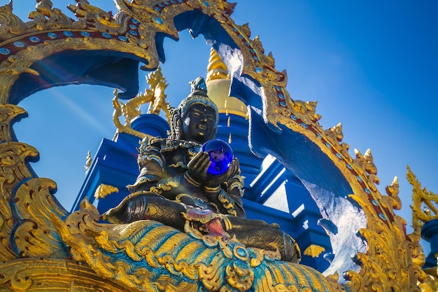 Blue temple Wat Rong Seur Ten at Chiang Rai, North of Thailand.