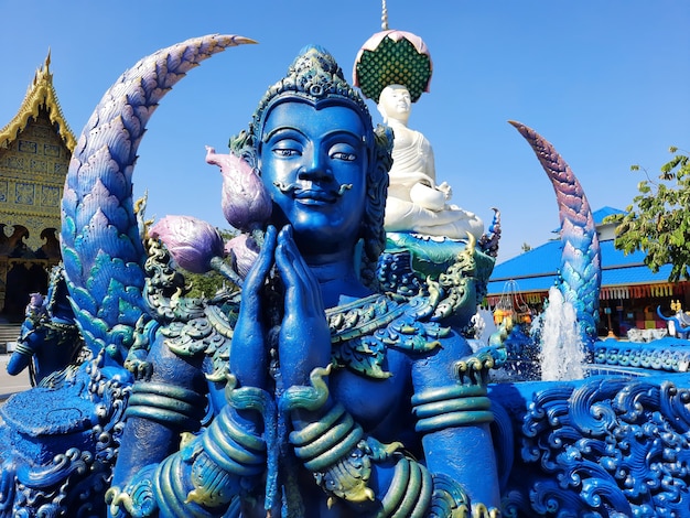 Blue temple Wat Rong Seur Ten Temple in Chiang Rai, Thailand.