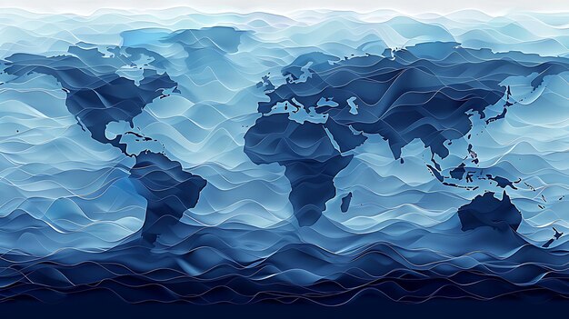 Photo blue textured world map illustration