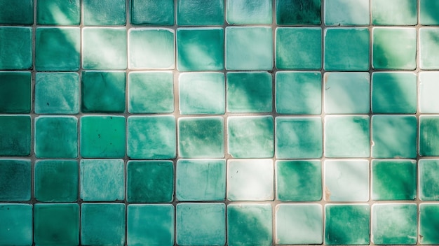 Photo a blue tile with green glass tiles that says quot aqua quot