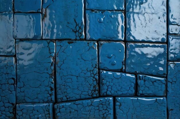 Photo a blue tile with water drops on it and the word  rain  on it