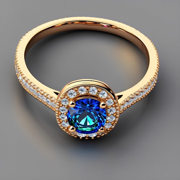 A blue topaz ring with diamonds and a diamond ring.