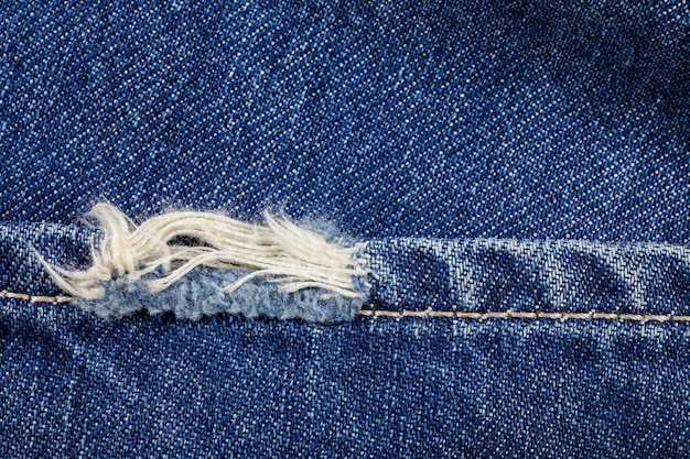 Blue torn denim jeans texture.