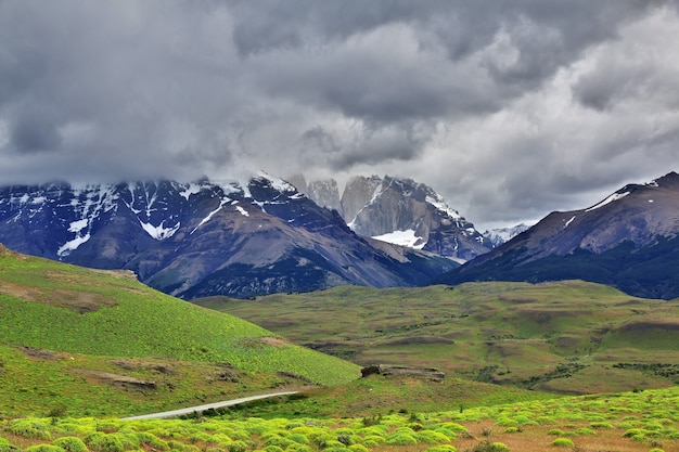 Blue towers in Torres del Paine National Park, Patagonia, Chile